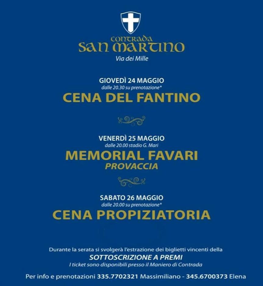 Legnano, San Martino: 24-25-26/05 Info sulle&nbsp;Cene