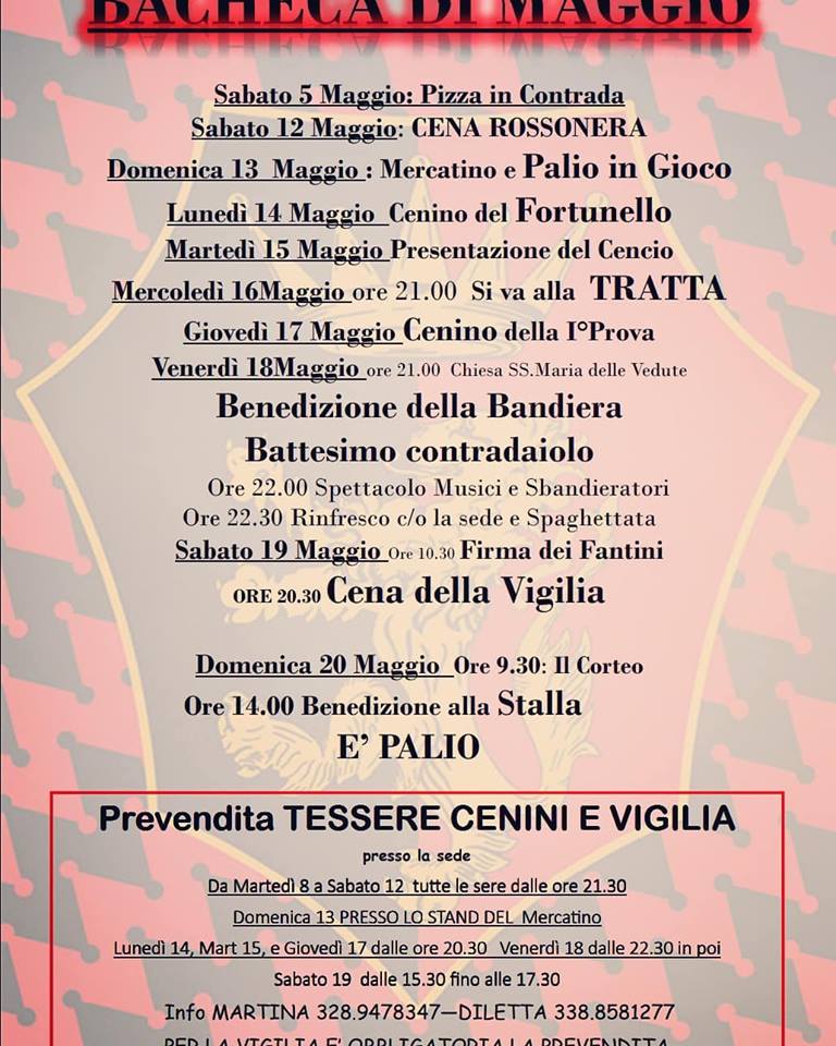 Fucecchio, Contrada Porta Bernarda: “Programma Settimana Palio&nbsp;2018”