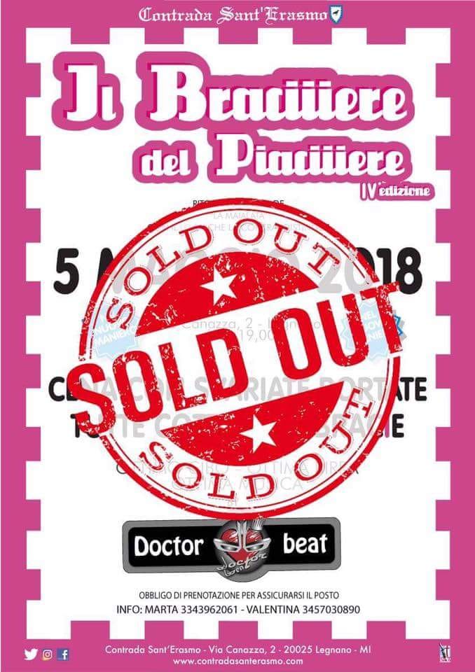 Legnano, Sant’Erasmo: 05/05 “Braciere del Piacere” “Sold&nbsp;Out”
