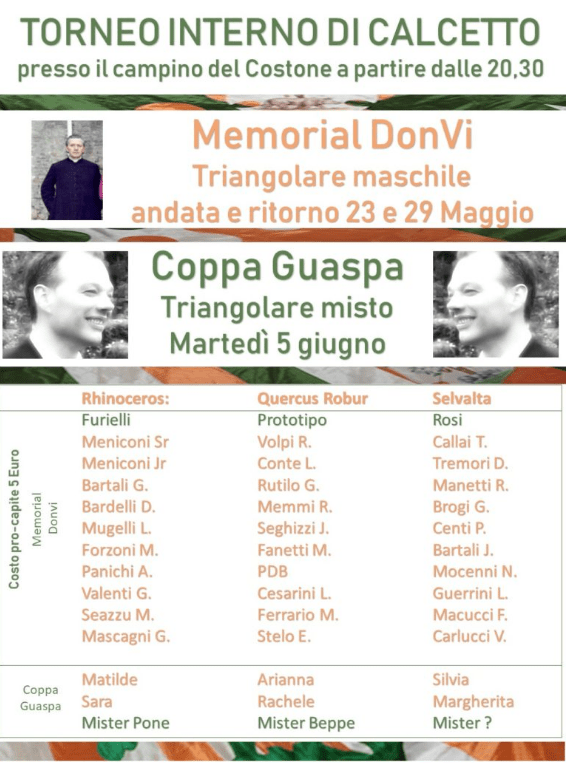 Contrada della Selva: 23,29/5 e 5/06 “Torneo Interno di&nbsp;Calcetto”