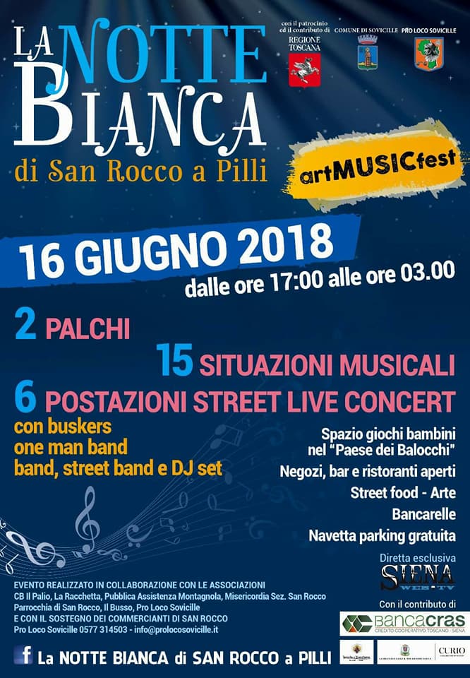Siena e Zone Limitrofe, San Rocco a Pilli: Oggi 16/06 ” La Notte Bianca di San Rocco a Pilli”. Indicazioni Stradali
