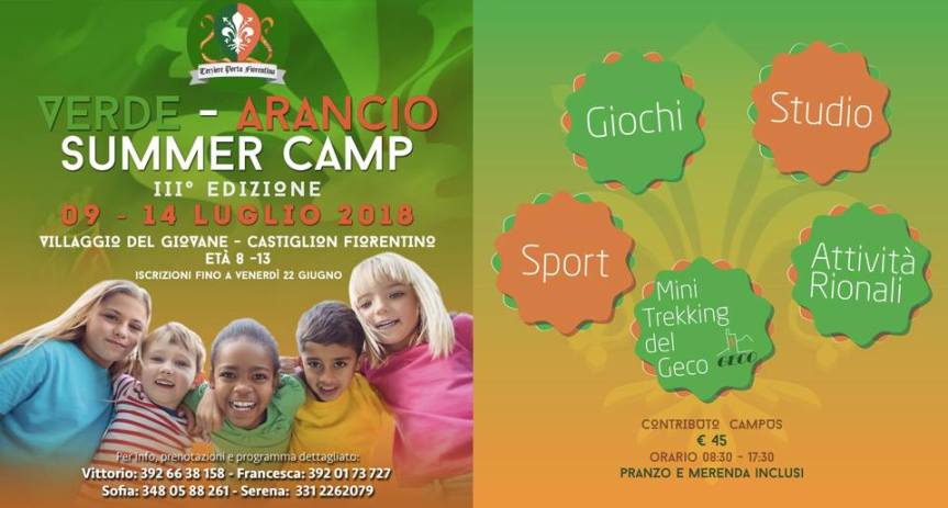 Palio di Castiglion Fiorentino, Terziere Porta Fiorentina: 09-14/07 III° Edizione VerdeArancio SuMMeR CaMp 2 0 1&nbsp;8