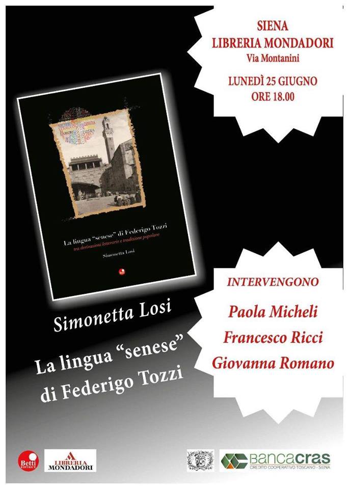 Siena: 25/06 Simonetta Losi presenta La lingua “senese” di Federico&nbsp;Tozzi