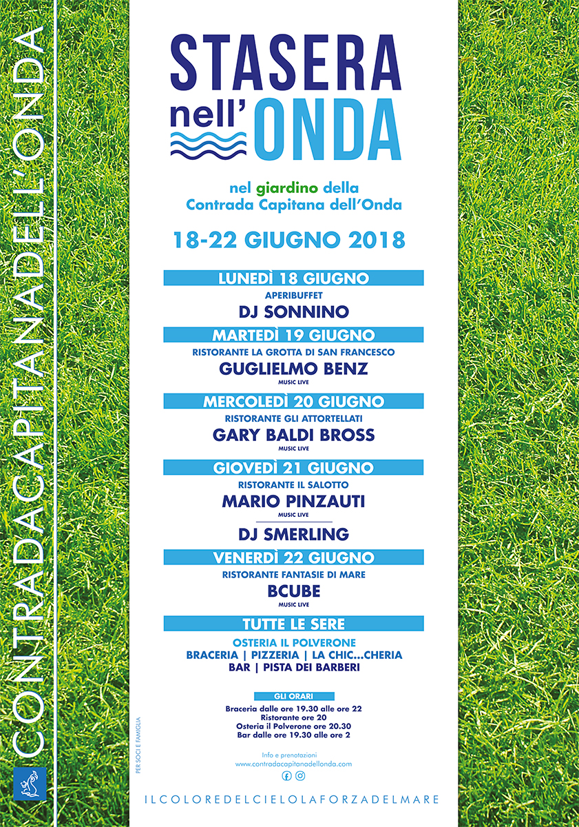 Siena, Contrada dell’Onda: da Stasera 18/06 fino a venerdì 22/06 ” Stasera nell’Onda”