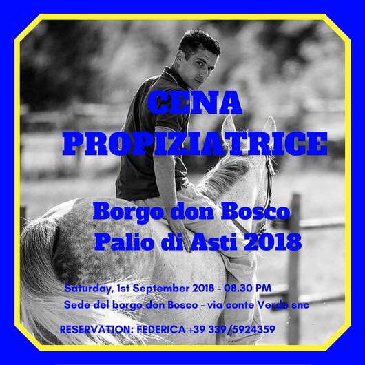 Palio di Asti, Borgo Don Bosco: 01/09 Cena&nbsp;Propiziatrice