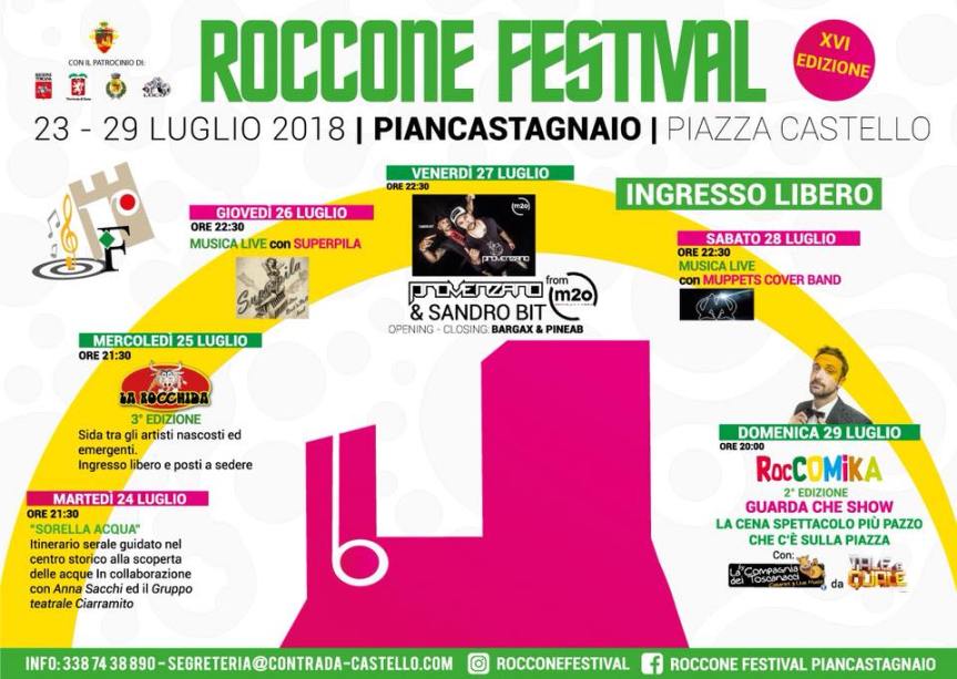Palio di Piancastagnaio, Contrada Castello: Da Domani 23/07 a Domenica 29/07″ Roccone Festival 2018″