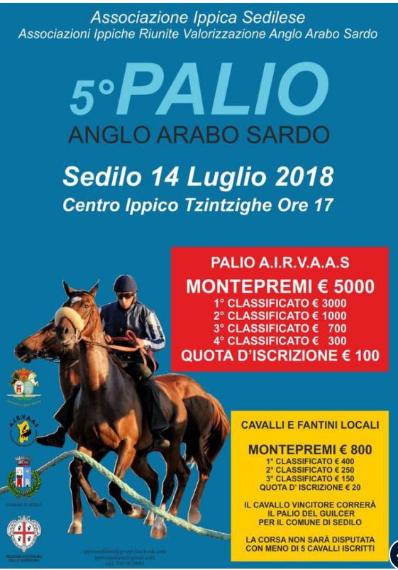 Sardegna, Sedilo ( Or ): 14/07 5° Palio Anglo-Arabo&nbsp;Sardo