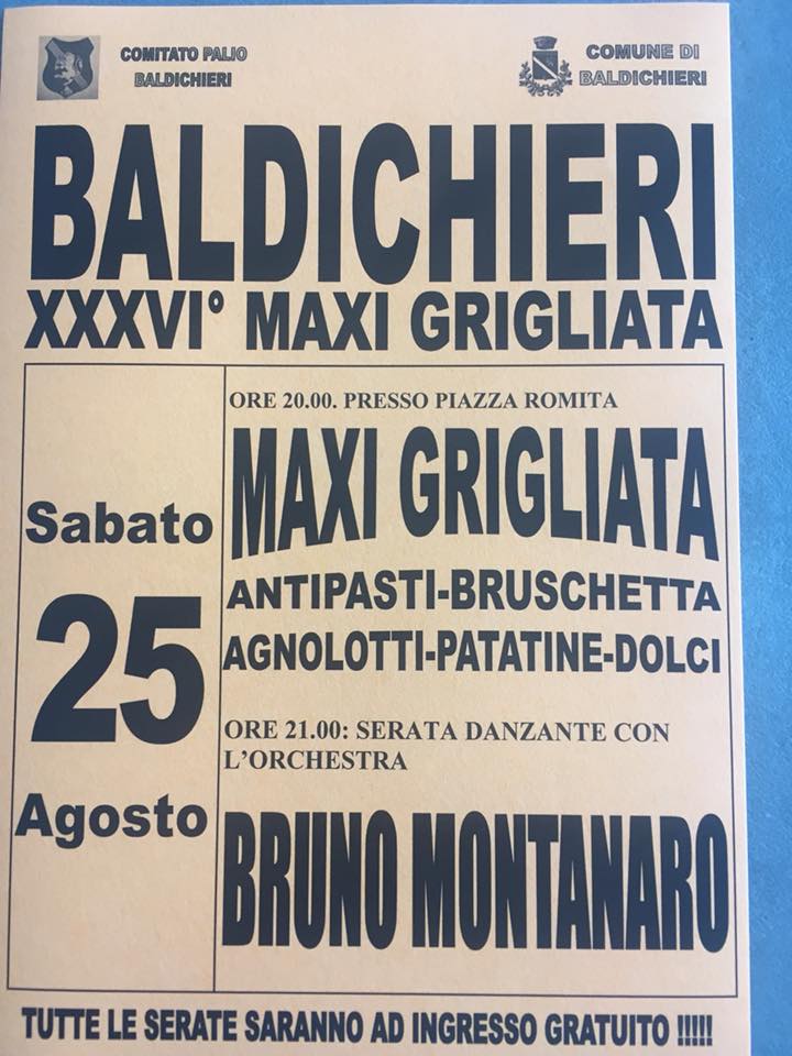Palio di Asti, Baldichieri: 25/08 Grigliata di fine&nbsp;estate