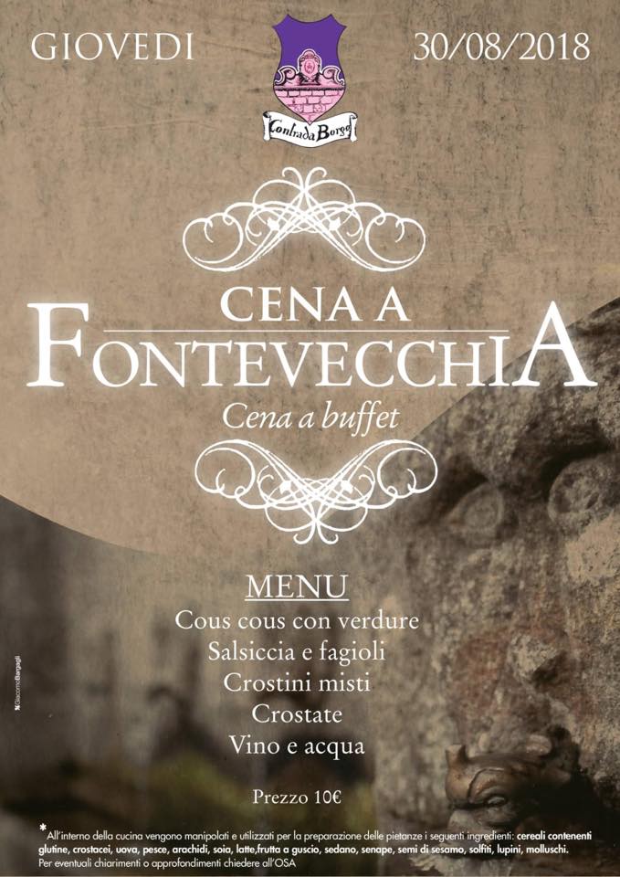 Palio di Castel del Piano, Contrada Borgo: 30/08 Cena a&nbsp;Fontevecchia
