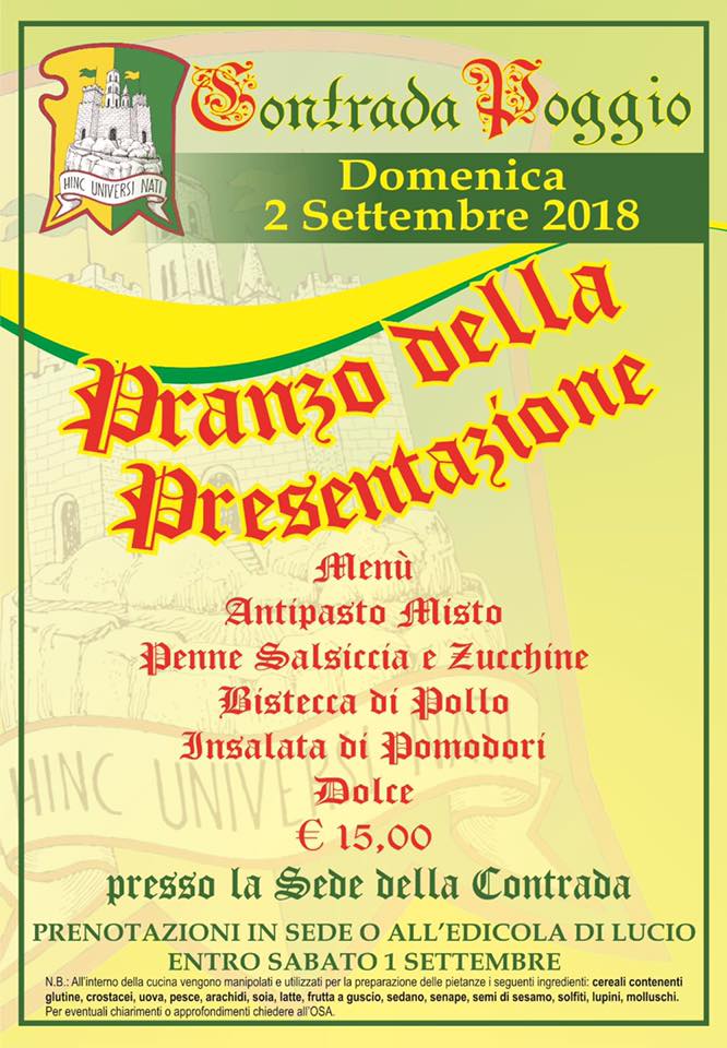 Palio di Castel del Piano, Contrada Poggio: 02/09 Pranzo della&nbsp;Presentazione