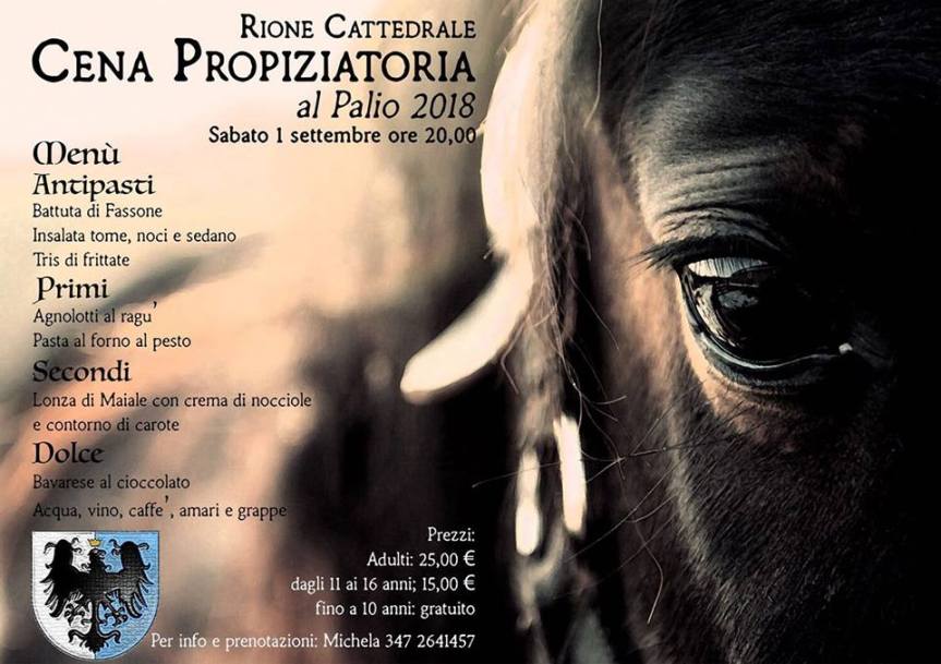 Palio di Asti, Rione Cattedrale: 01/09 Cena Propiziatoria al Palio&nbsp;2018