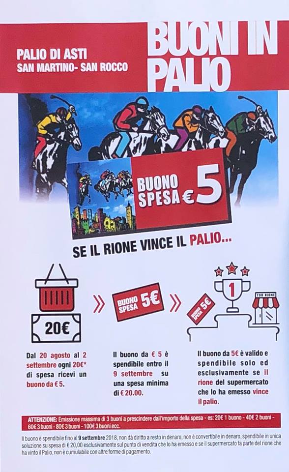 Palio di Asti, Rione San Martino-San Rocco: Al Simply Buono Spesa da 5 Euro se il Rione vince il&nbsp;palio