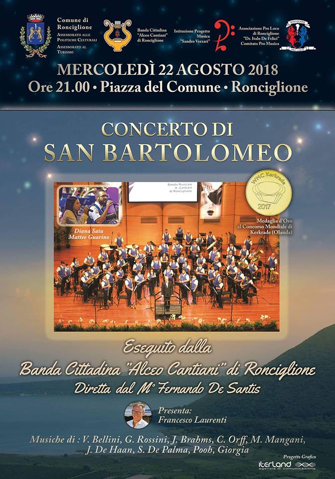 Palio di Ronciglione: Oggi 22/08 Concerto di San&nbsp;Bartolomeo