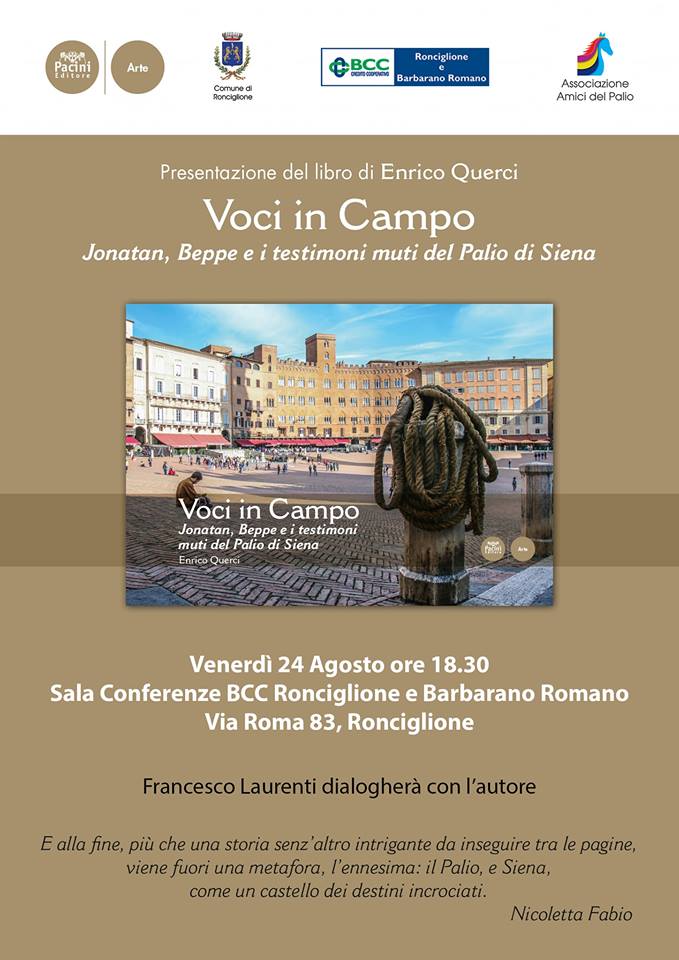 Palio di Ronciglione: Oggi 24/08 ore 18.30 Presentazione Libro Voci in&nbsp;Campo