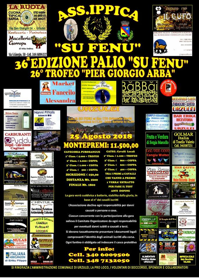 Palio di Urzulei ( NU ): Ieri 25/08 è stato annullato il “36° Palio Su Fenu” e il “26° Trofeo Giorgio&nbsp;Arba”