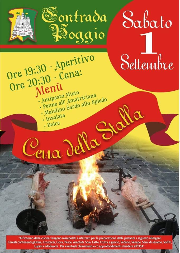 Palio di Castel del Piano, Contrada Poggio: 01/09 Cena della&nbsp;Stalla