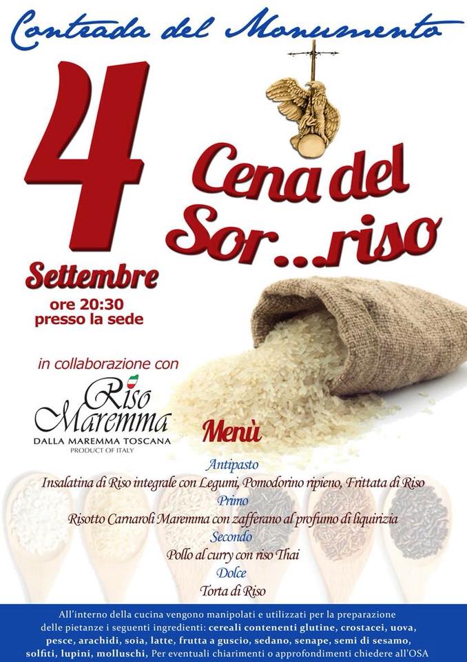 Palio di Castel del Piano, Contrada Monumento: Oggi 04/09 Cena del Sor…riso
