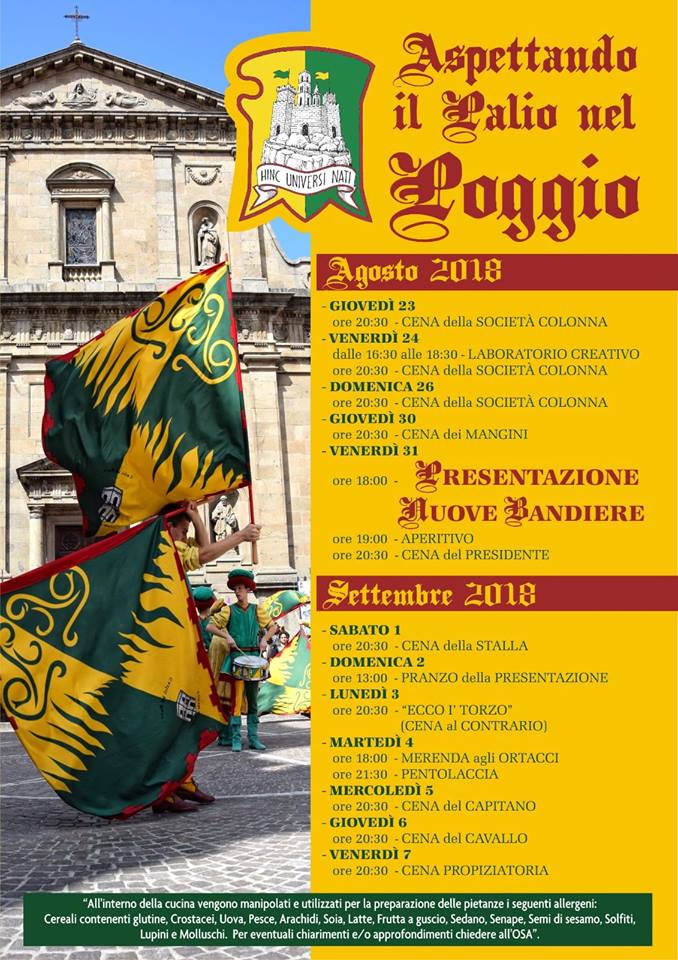 Palio di Castel del Piano, Contrada Poggio: Programma Aspettando il Palio&nbsp;2018