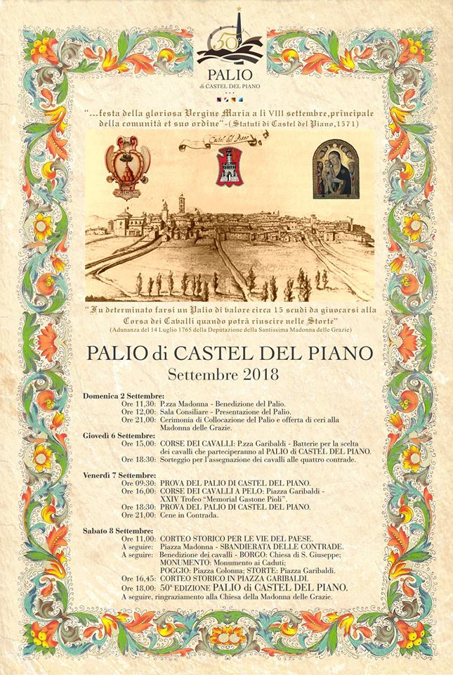 Palio di Castel del Piano: Ecco il programma del Palio&nbsp;2018