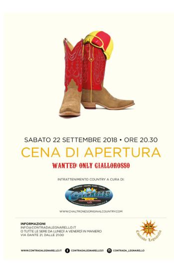 Palio di Legnano, Contrada Legnarello: 22/09 Cena di&nbsp;Apertura