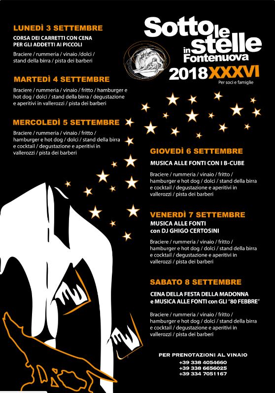 Siena, Contrada della Lupa: 03-08/09 Sotto le Stelle in Fontenuova 2018 XXXVI^&nbsp;Edizione
