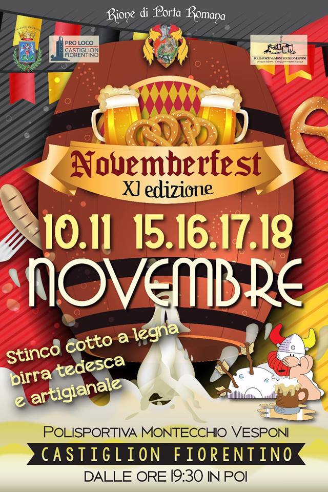 Palio di Castiglion Fiorentino, Rione Porta Romana: 10-11-15-16-17-18/11 NovemberFest&nbsp;2018