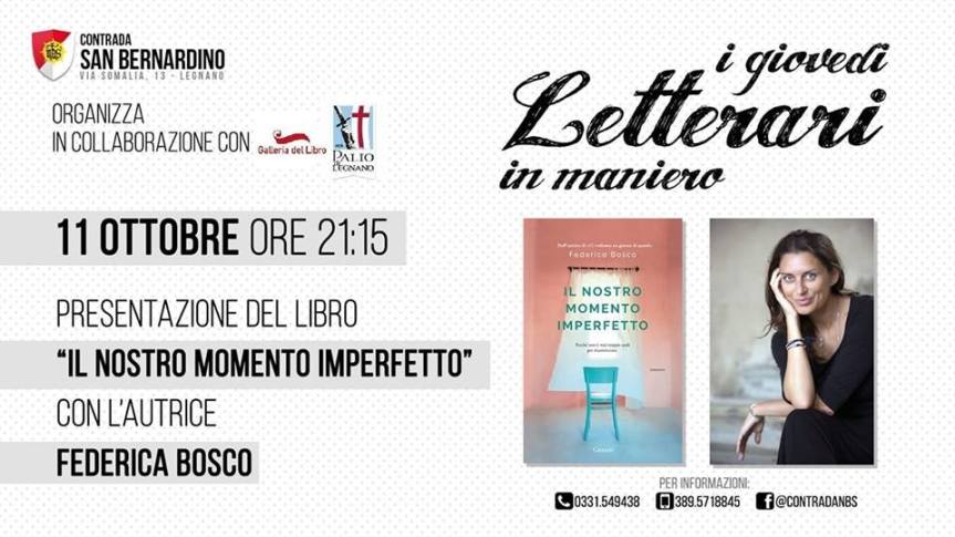Legnano, Contrada San Bernardino: 11/10 Tornano i Giovedì Letterari in&nbsp;Maniero