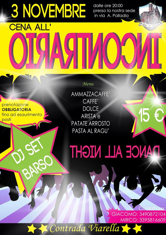 Palio di Bientina, Contrada Viarella: 03/11 Cena all’Incontrario
