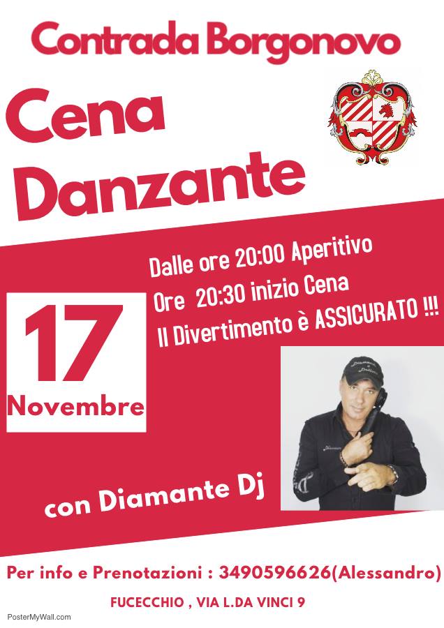 Palio di Fucecchio, Contrada Borgonovo: 17/11 Cena&nbsp;Danzante