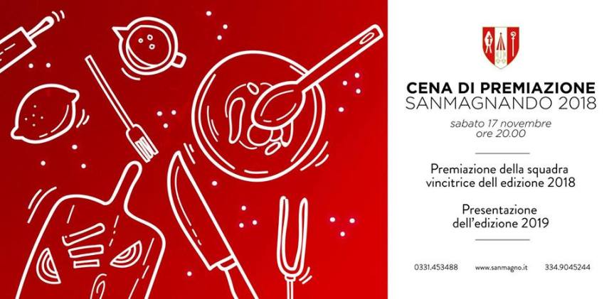 Palio di Legnano, Contrada San Magno: 17/11 Cena di Premiazione Sammagnando&nbsp;2018