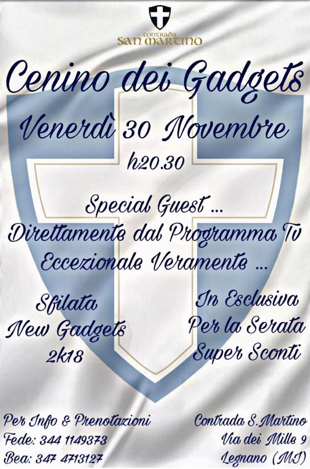 Palio di Legnano, Contrada San Martino: 30/11 Cenino dei&nbsp;Gadgets