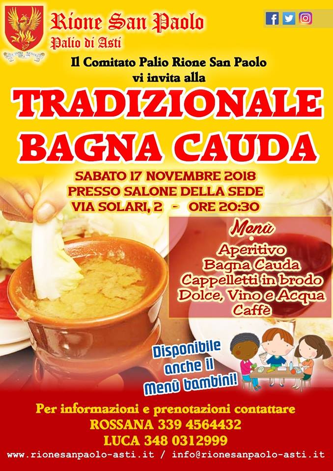 Palio di Asti, Rione San Paolo: 17/11 Tradizionale Bagna Cauda&nbsp;2018