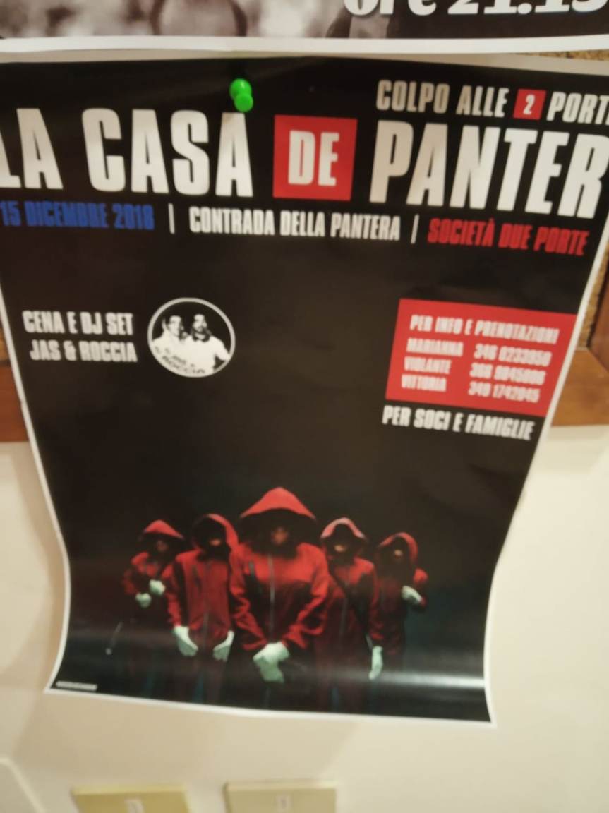 Siena, Contrada della Pantera: 15/12 Serata “La Casa de&nbsp;Panter”