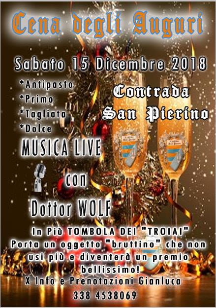 Palio di Fucecchio, Contrada San Pierino: Oggi 15/12 Cena degli&nbsp;Auguri