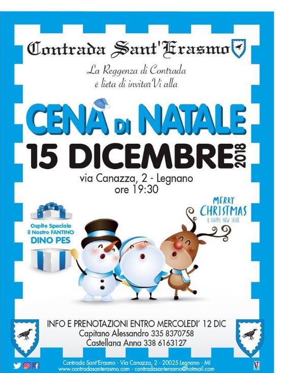 Palio di Legnano, Contrada Sant’Erasmo. 15/12 Cena di&nbsp;Natale
