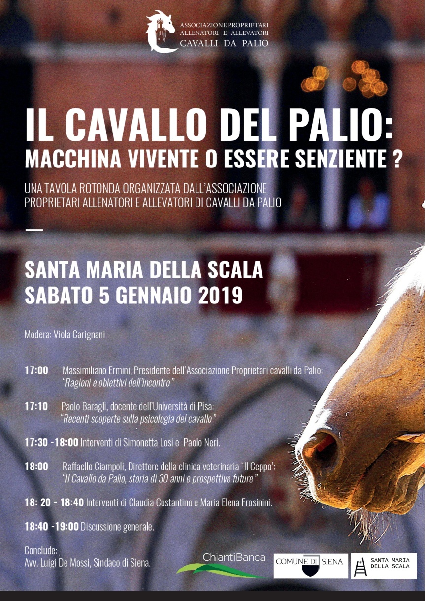 Palio di Siena: 05/01/2019 Tavola Rotonda “Il Cavallo del Palio, macchina vivente o essere senziente ?”