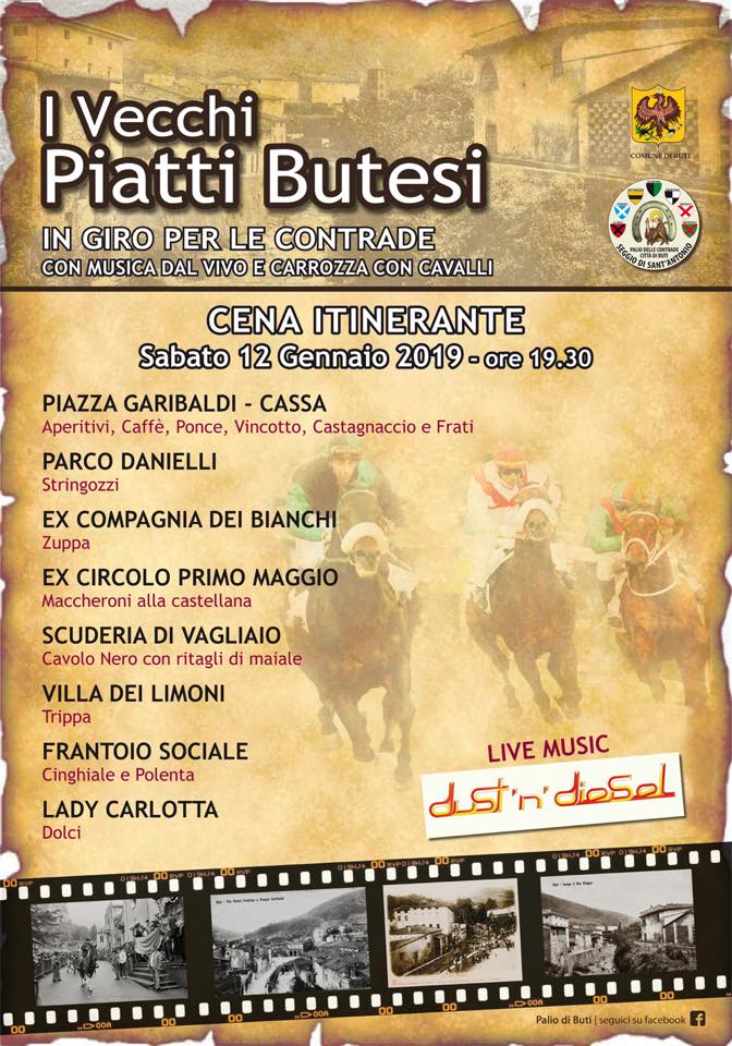 Palio di Buti: Oggi 12/01 dalle 19.30 in poi “Cena Itinerante” per le strade di&nbsp;Buti