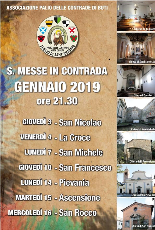 Palio di Buti: S. Messe nelle Contrade Mese Gennaio&nbsp;2019
