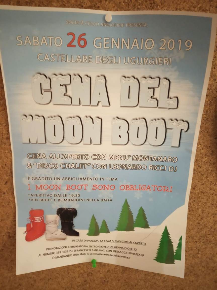 Siena, Contrada della Civetta: 26/01 “Cena del Moon&nbsp;Boot”