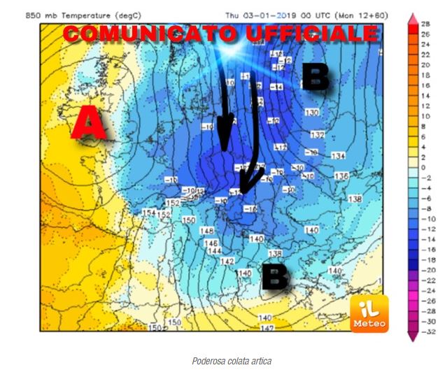 Italia, METEO COMUNICATO UFFICIALE URGENTE: PODEROSA COLATA ARTICA punta con VIOLENZA verso&nbsp;ITALIA