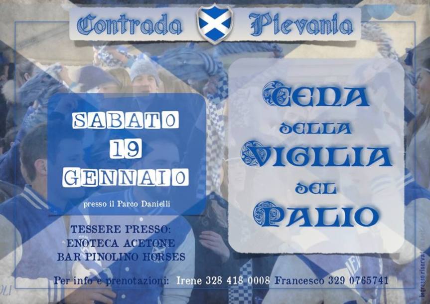 Palio di Buti, Contrada Pievania: 19/01 Cena della&nbsp;Vigilia