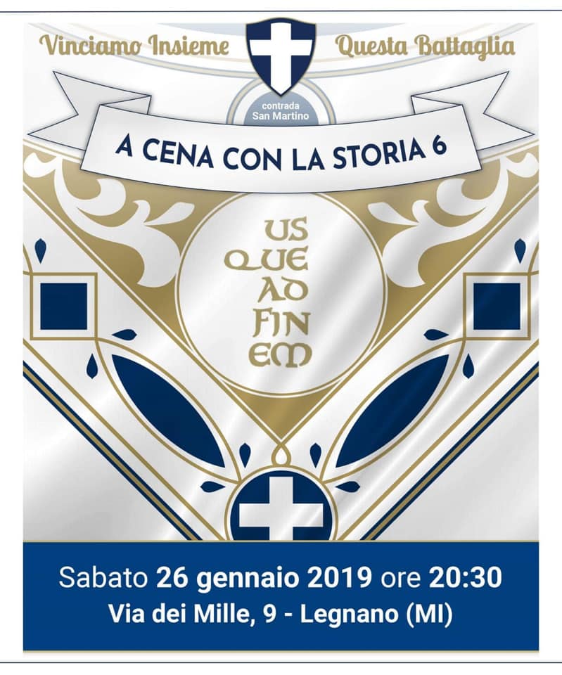 palio di legnano, Contrada San Martino: Cena con la Storia, parata di sportivi “mondiali”