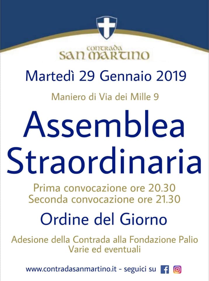 Palio di Legnano, Contrada San Martino: 29/01 Assemblea&nbsp;Straordinaria