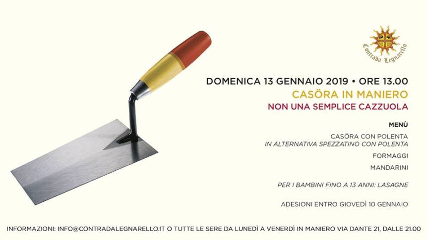 Palio di Legnano, Contrada Legnarello: 13/01 ore 13.00 “Casoria in&nbsp;Maniero”