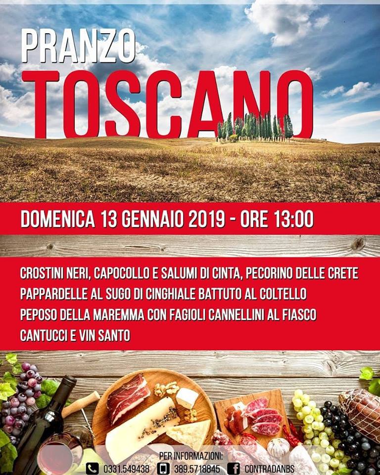 Palio di Legnano, Contrada San Bernardino: 13/09 ore 13.00 “Pranzo&nbsp;Toscano”