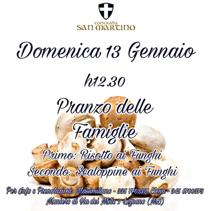 Palio di Legnano, Contrada San Martino: 13/01 Pranzo delle&nbsp;famiglie