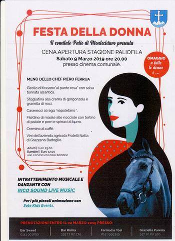 Palio di Asti, Comitato Palio Montechiaro: 09/03 “Festa della Donna” “Cena Apertura Stagione Paliofila”