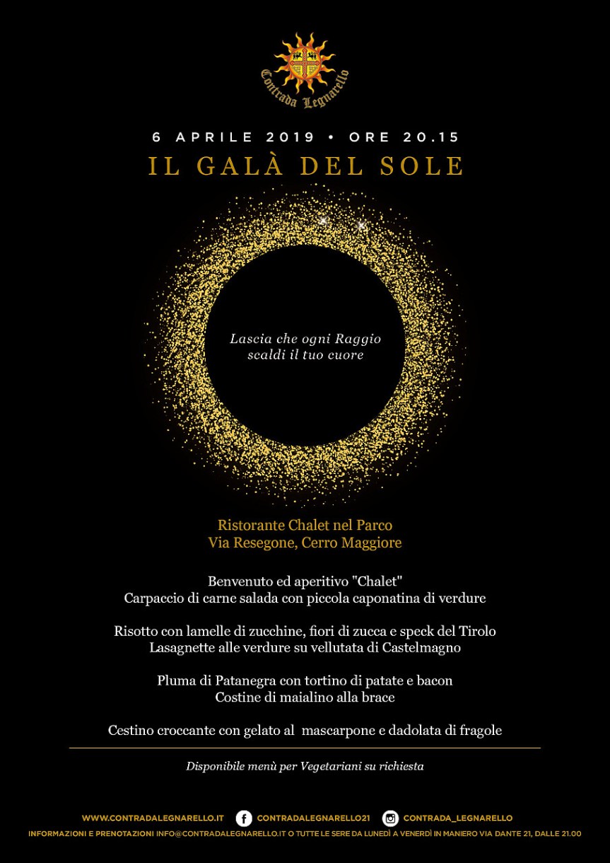 Palio di legnano, Contrada Legnarello: 06/04 “Il Galà del&nbsp;Sole”