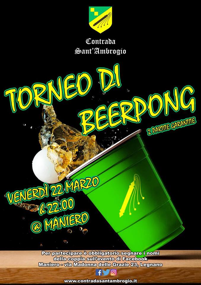 Palio di Legnano, Contrada Sant’Ambrogio: 22/03 Torneo di&nbsp;Beerpong