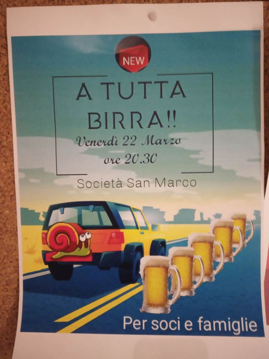 Siena, Società San Marco: 22/03 Cena a tutta&nbsp;Birra!!